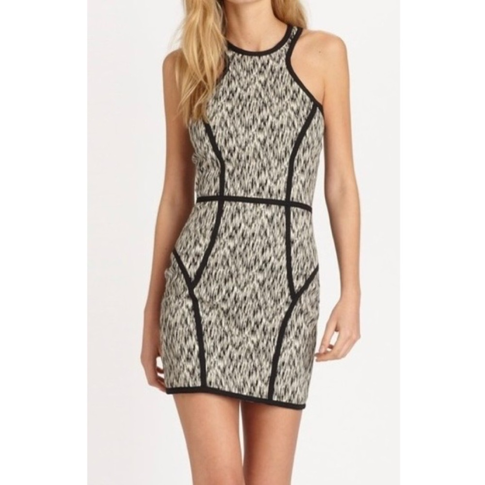 Parker Palms Black White Abstract Racerback Bodycon Stretch Mini Dress Small NEW